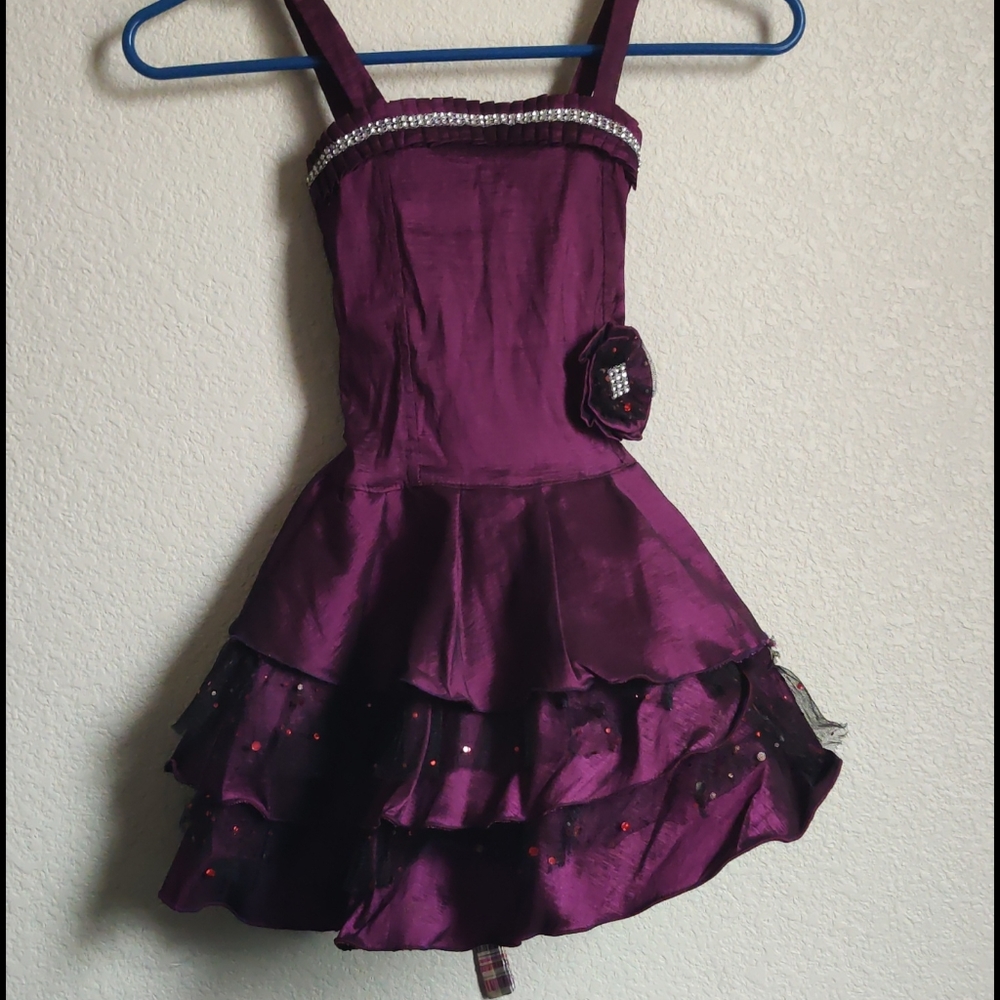 Dark purple ruffle dress with jewels